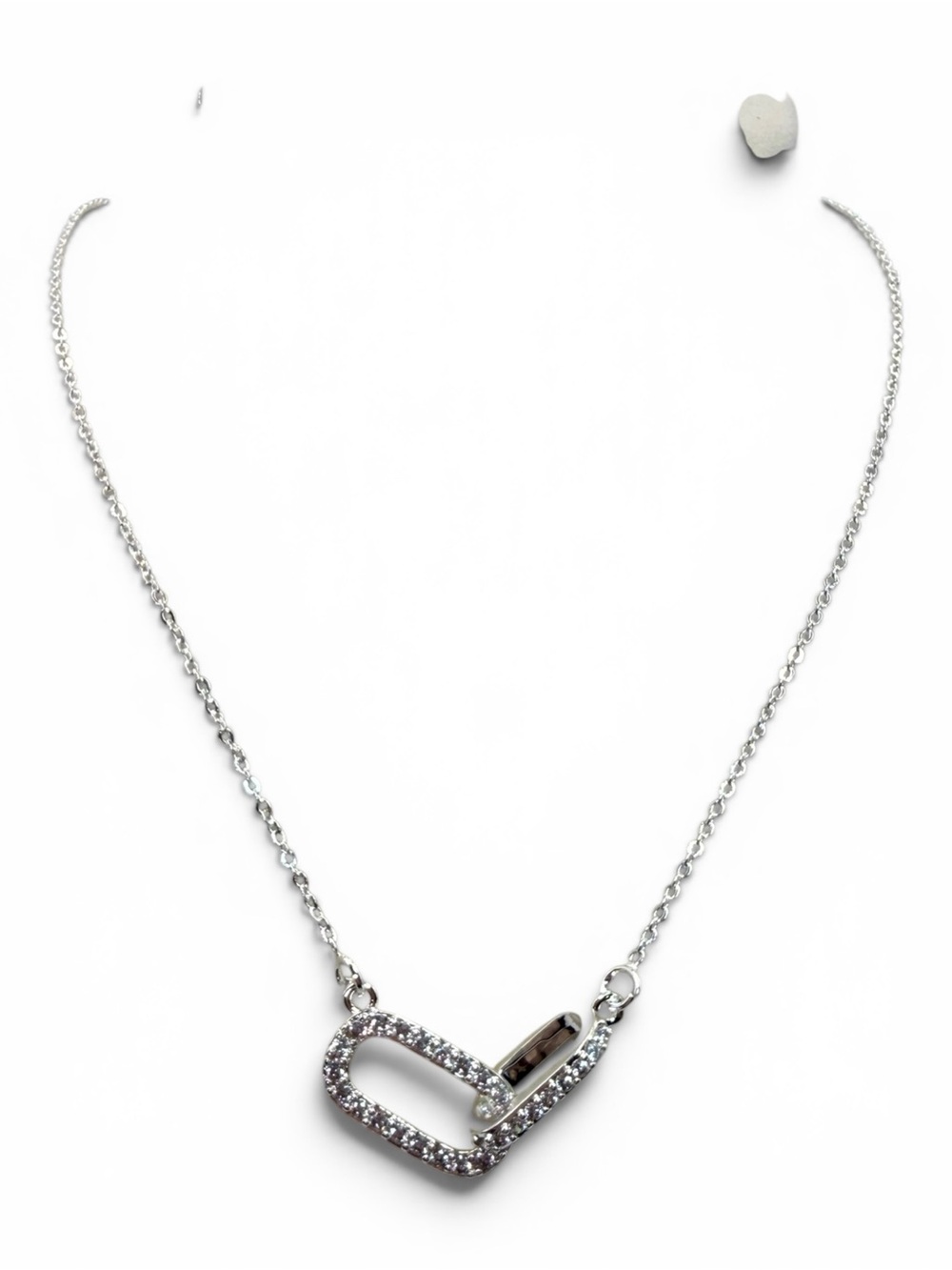 Sterling Silver Pendant Necklace with Cubic Zirconia - Silver